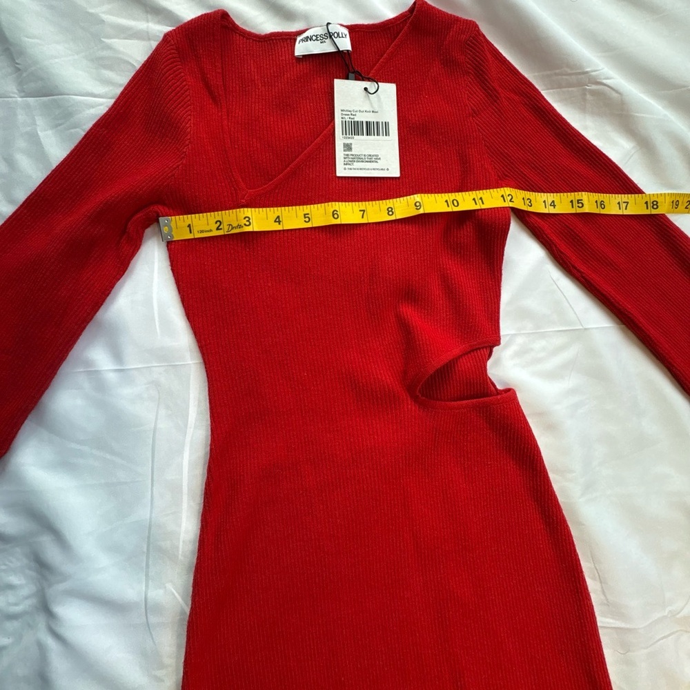 Princess Polly Red Whitley Cut-Out Knit Maxi Sweater Sz M/L - Picture 7 of 9